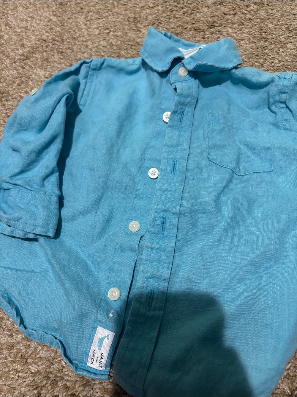 Janie and Jack Turquoise Button-Front Shirt